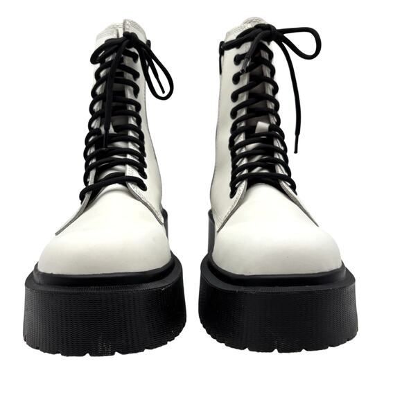 Vintage 00s Jeffrey Campbell SOPAS Lug Sole White Leather Platform Boots 8.5 - Picture 6 of 16